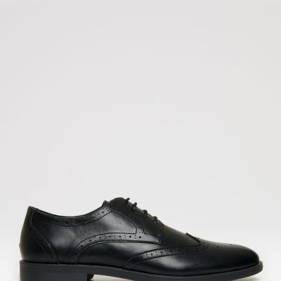 Comely84286 Black Faux Leather Brogues