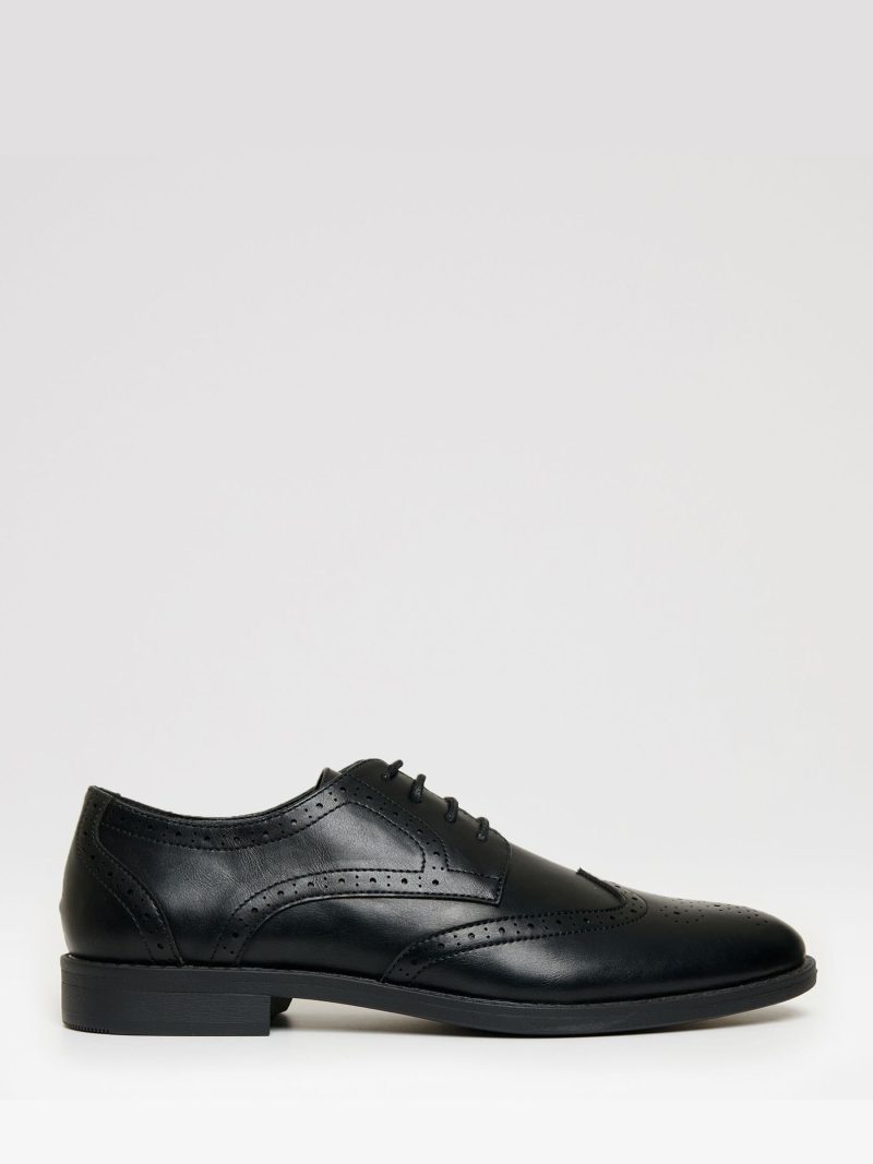 Comely84286 Black Faux Leather Brogues