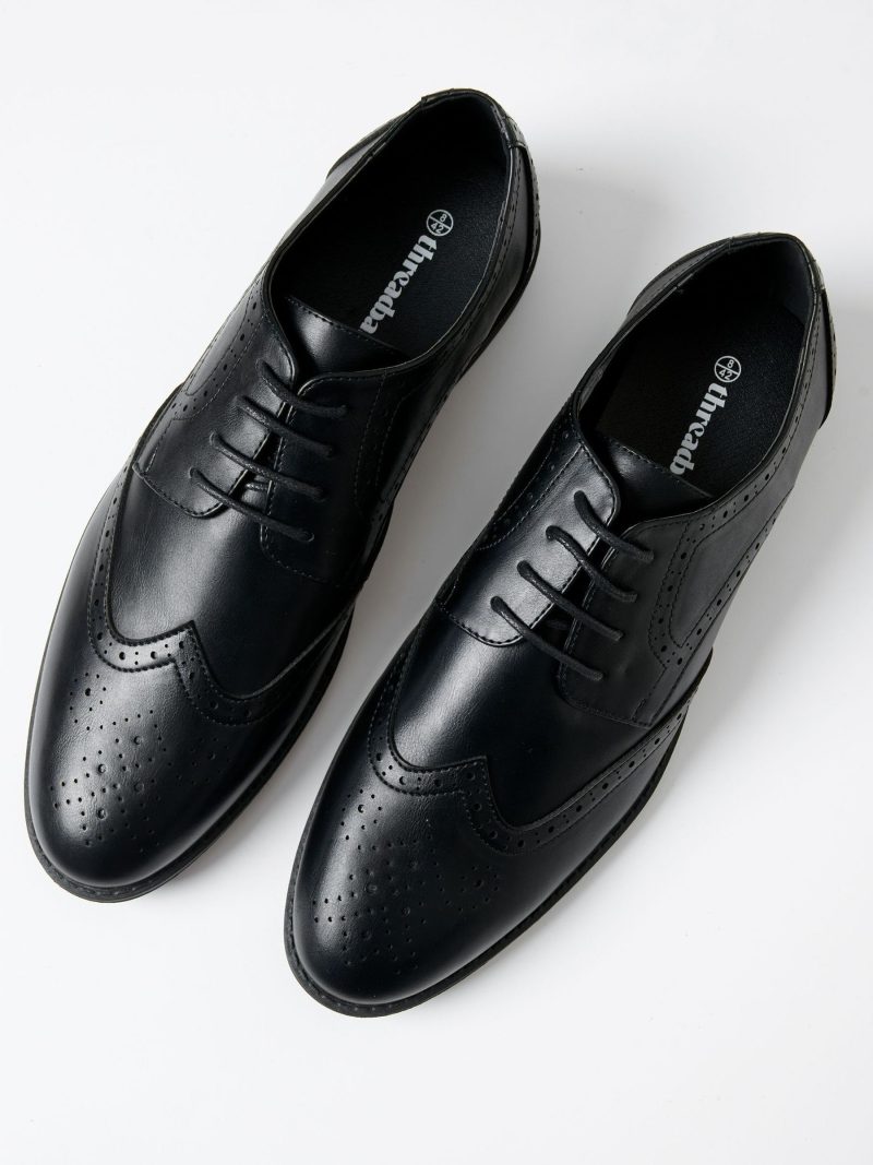 Comely84286 Black Faux Leather Brogues - Image 2