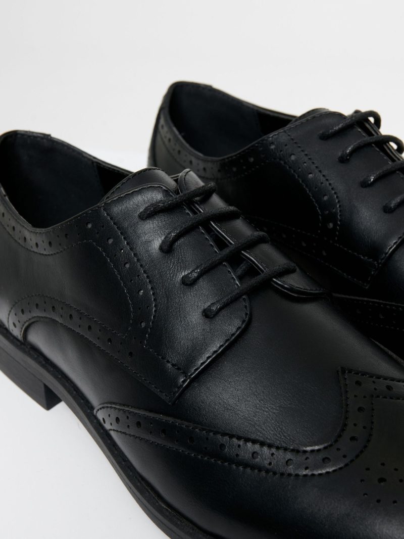 Comely84286 Black Faux Leather Brogues - Image 3
