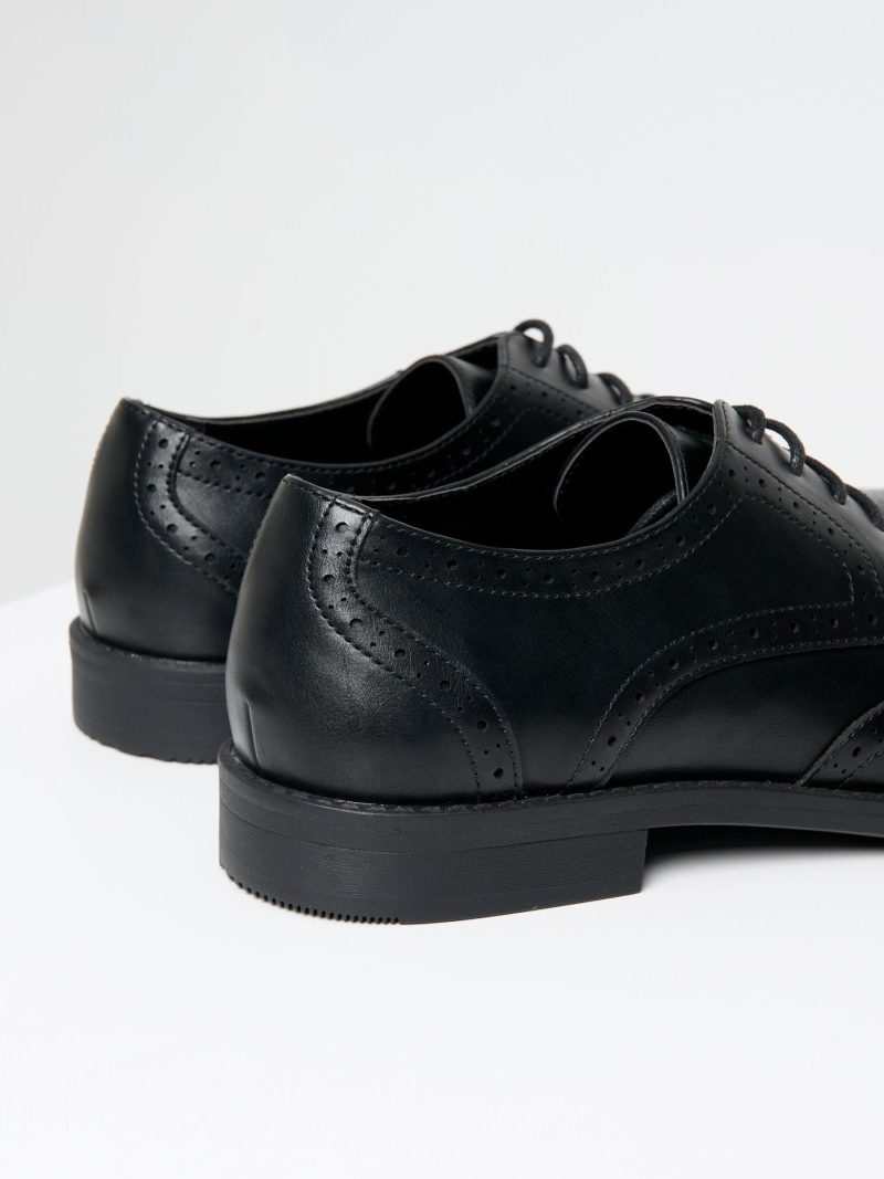 Comely84286 Black Faux Leather Brogues - Image 4
