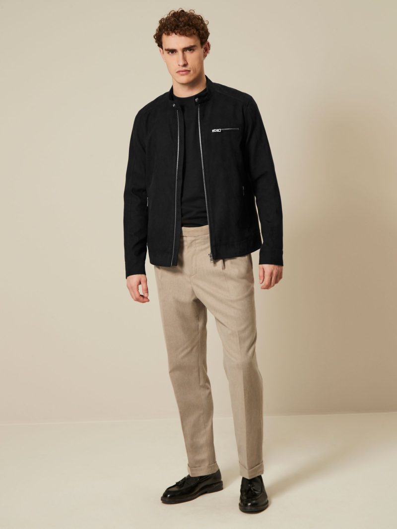 Comely84278 Black Faux Suede Racer Jacket - Image 2
