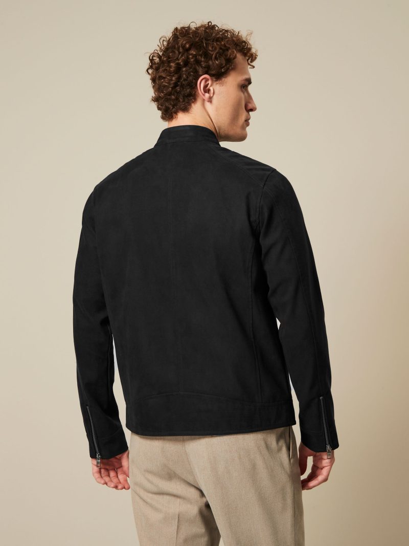 Comely84278 Black Faux Suede Racer Jacket - Image 3