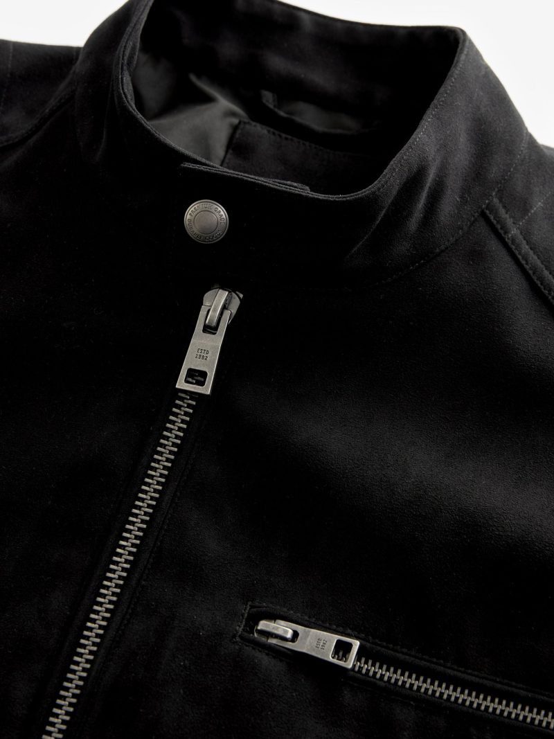 Comely84278 Black Faux Suede Racer Jacket - Image 7