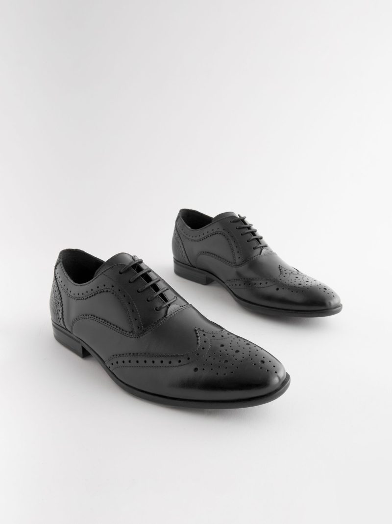 Comely84289 Black Oxford Wing Cap Brogue Shoes