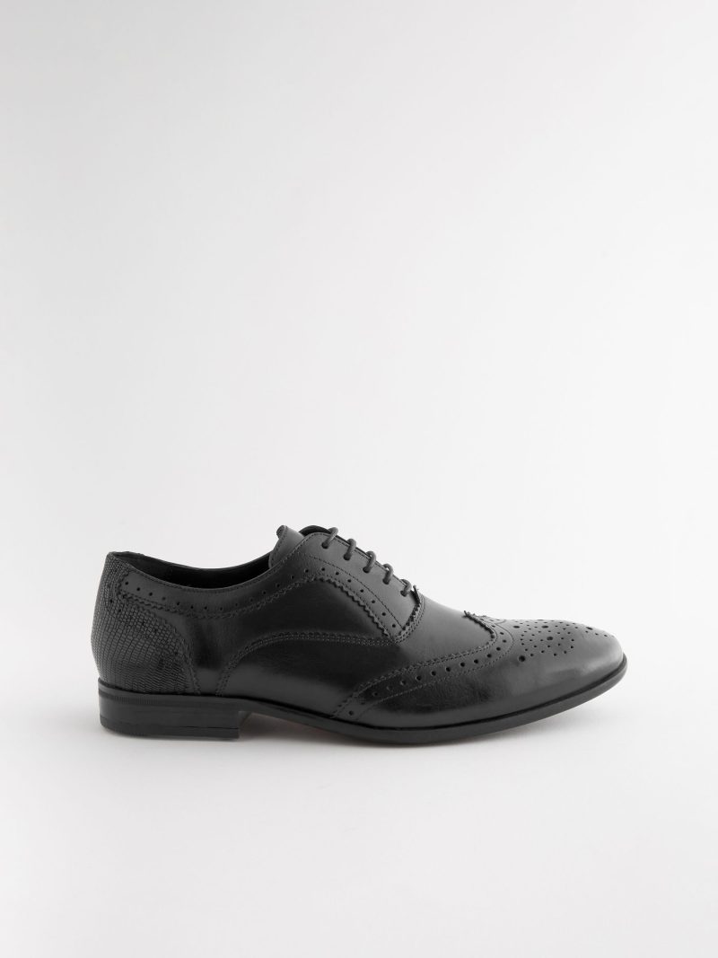 Comely84289 Black Oxford Wing Cap Brogue Shoes - Image 2