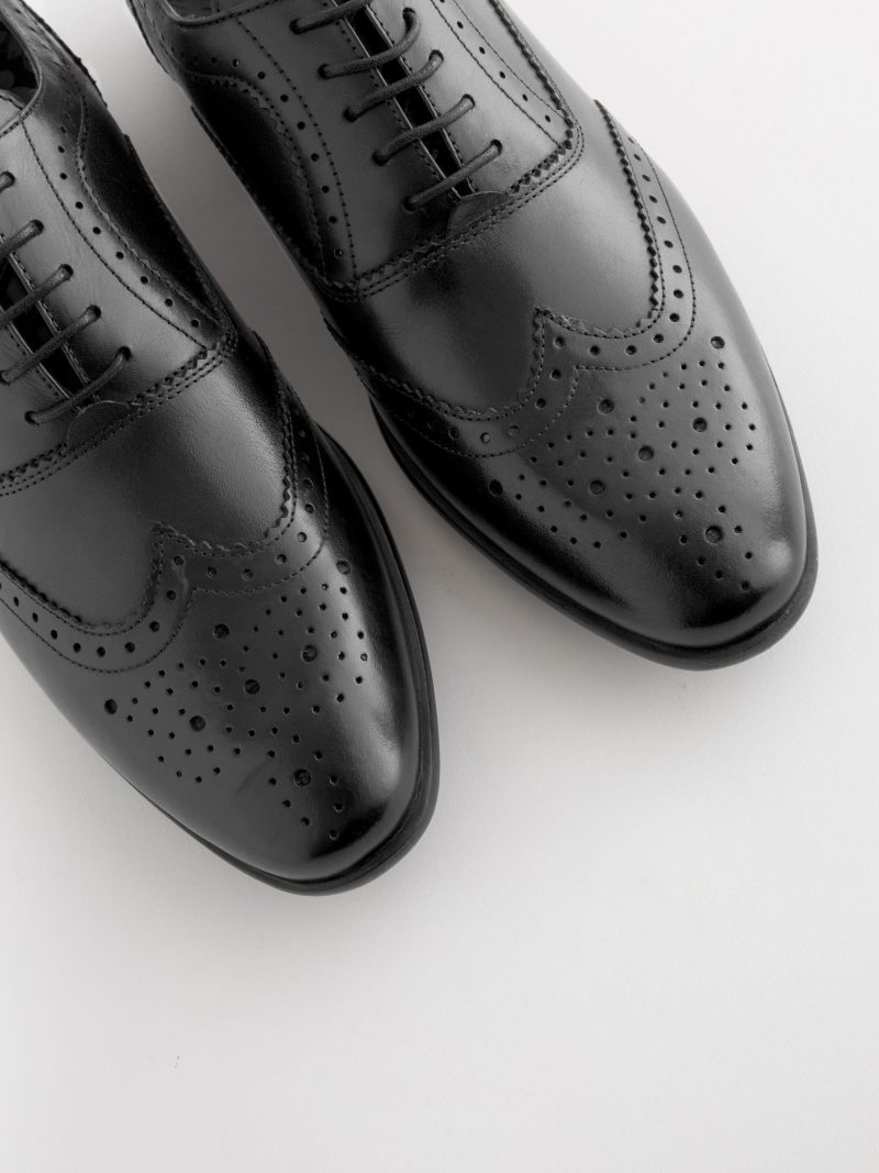 Comely84289 Black Oxford Wing Cap Brogue Shoes - Image 3