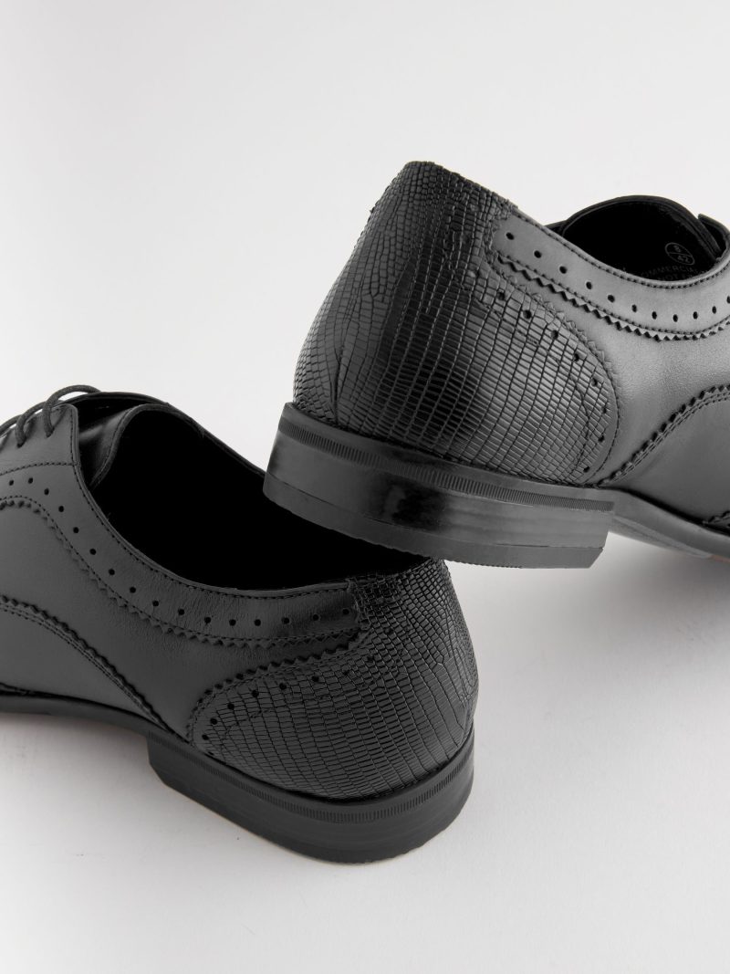Comely84289 Black Oxford Wing Cap Brogue Shoes - Image 4