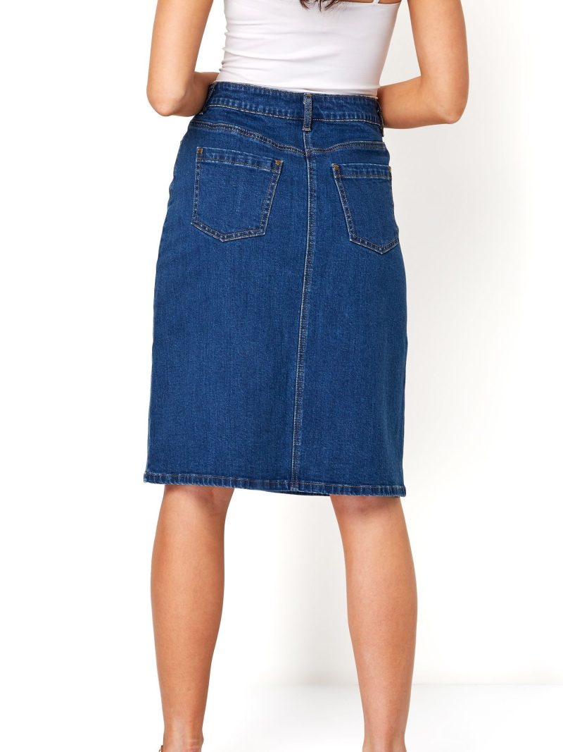 Comely84258 Blue A-Line Knee Length Denim Skirt - Image 2