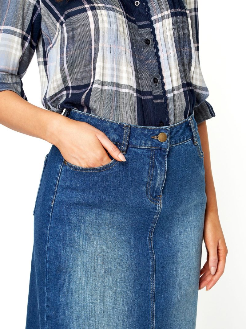 Comely84258 Blue A-Line Knee Length Denim Skirt - Image 4