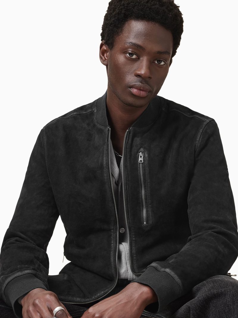 Comely84283 Black Kemble Suede Bomber Jacket - Image 2