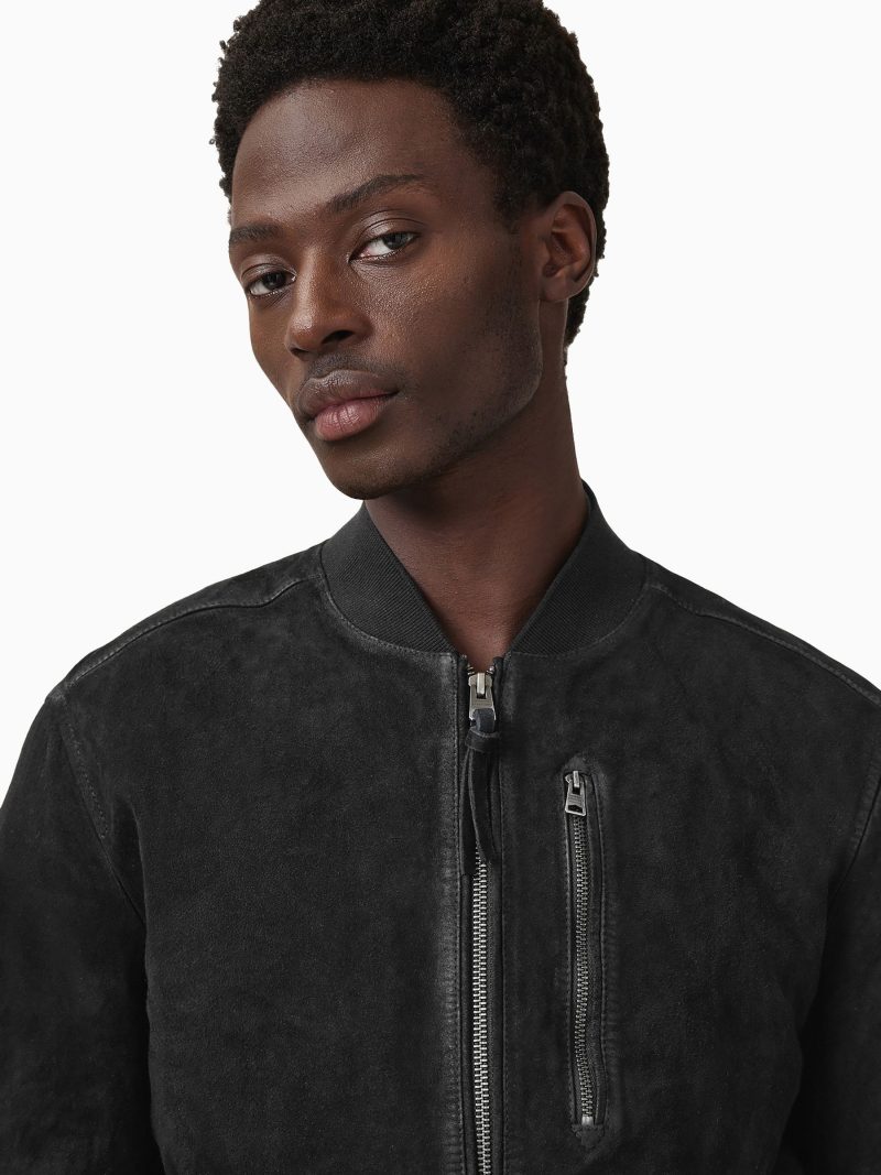 Comely84283 Black Kemble Suede Bomber Jacket - Image 4